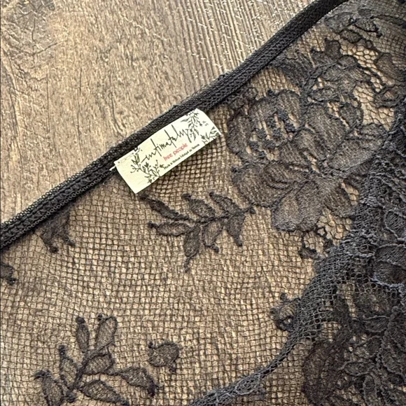Free People Black Floral Lace Sheer Blouse - Picture 5 of 8